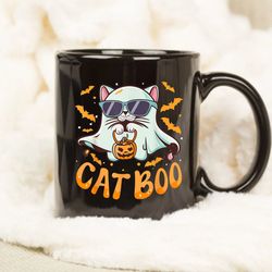 Cat Boo Mug, Cute Ghost Halloween