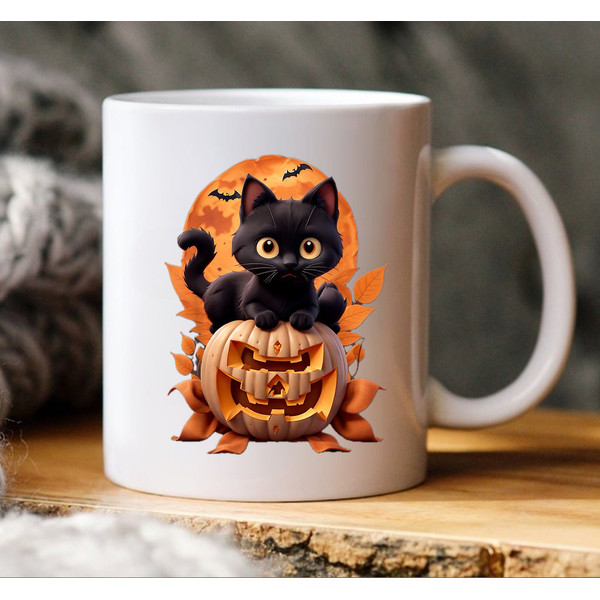 Cat Halloween Pumpkin Mug, Funny Cat Lover Mug, Halloween Mug, Coffee Mug, Funny Halloween Mug, Halloween Coffee Mug - 2.jpg
