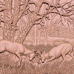 3D STL Model file Panel Deer in the forest for CNC Router Engraver Carving