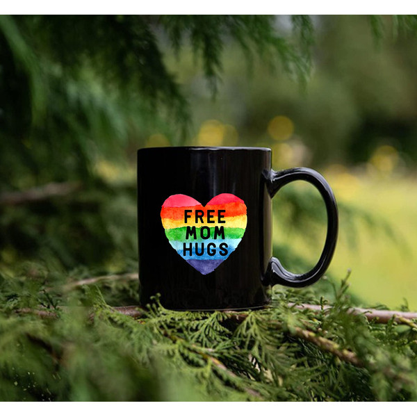 Free Mom Hugs LGBT Flag Gay Lesbian Pride Parades Rainbow Mug, LGBT Mug - 3.jpg