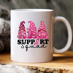 gnomes support squad mug, halloween breast cancer mug
