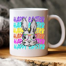 happy easter day bunny glasses cute rabbit mug