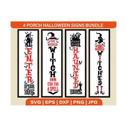 4 porch halloween signs bundle | halloween svg bundle, halloween vertical sign svg, halloween porch sign svg, halloween