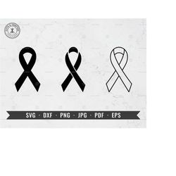Cancer Ribbon svg, Awareness Ribbon Outline, Sorrow Ribbon, Mourning Ribbon | svg, dxf, png, jpg, eps | Cricut, Silhouet