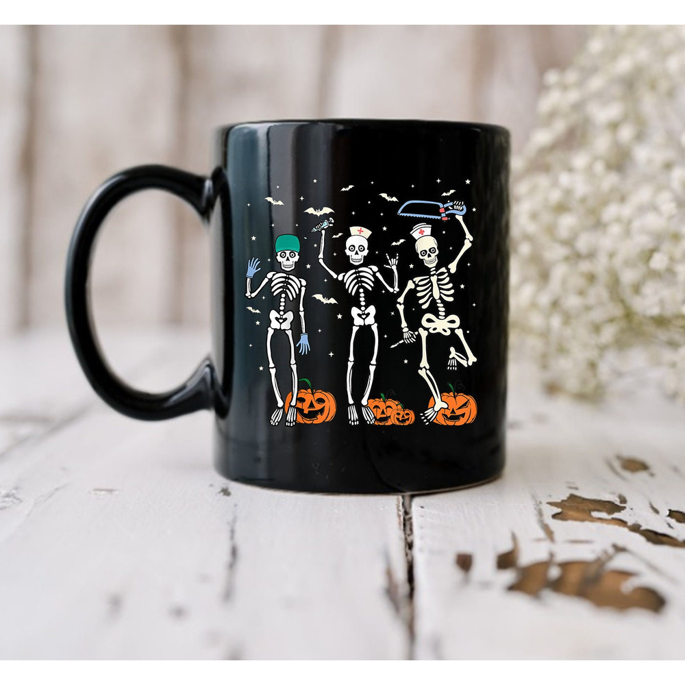 Nurse Skeleton Mug, Halloween Healthcare Mug, Halloween Nurse Mug, Skeleton Mug, Gift Mug, Halloween Mug, Halloween Coffee Mug - 2.jpg