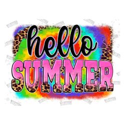 hello summer tie dye png, summer design, leopard background png, summer tie dye png, vocation png, sublimation designs,