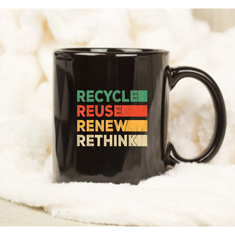 Recycle Reuse Renew Rethink Retro Recycle,  Earth Day Mug - 1.jpg