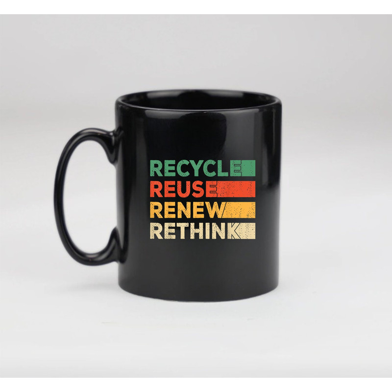 Recycle Reuse Renew Rethink Retro Recycle,  Earth Day Mug - 2.jpg