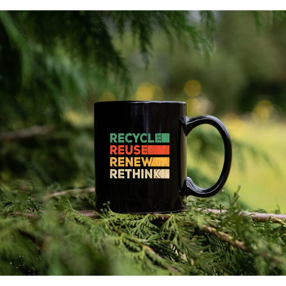 Recycle Reuse Renew Rethink Retro Recycle,  Earth Day Mug - 3.jpg