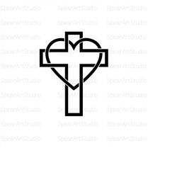 Jesus Heart Cross SVG , Heart Cross Png, Religious SVG, Instant Download Christian SVG, Heart Cross Art, Digital Downloa