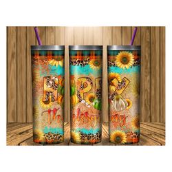 happy thanksgiving tumbler png 20oz skinny tumbler design,thanksgiving tumbler png, fall tumbler, sunflower png, digital
