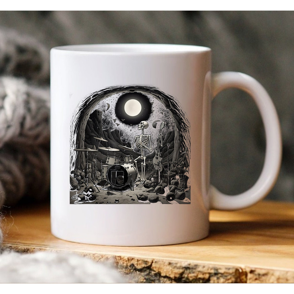 Skeleton's Rock And Roll Reverie Mug, Skeleton Mug, Halloween Mug, Halloween Coffee Mug, Coffee Mug - 1.jpg