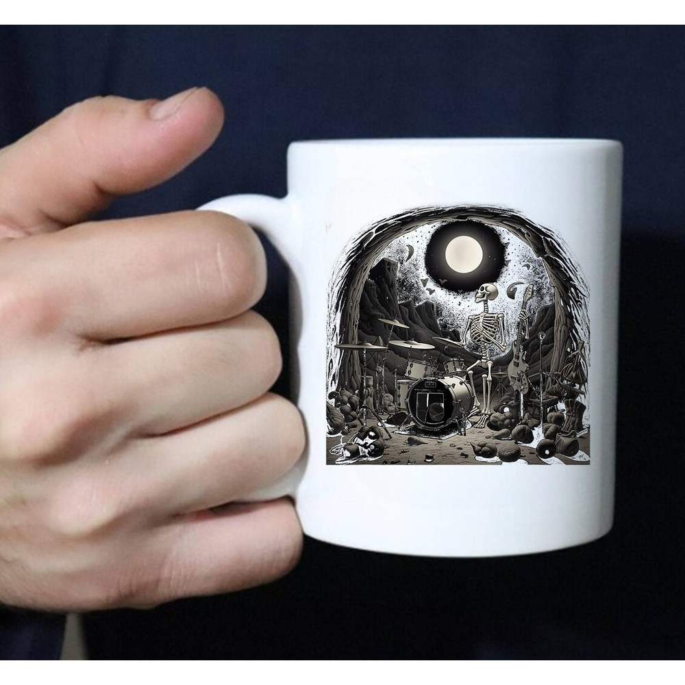 Skeleton's Rock And Roll Reverie Mug, Skeleton Mug, Halloween Mug, Halloween Coffee Mug, Coffee Mug - 2.jpg