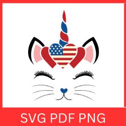 unicorn with heart america svg, unicorn svg, unicorn sublimation, unicorn design, cute cat unicorn svg