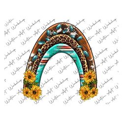 western sunflower rainbow png, cowhide rainbow,western sunflower png, western gemstone, sublimation design, instant down
