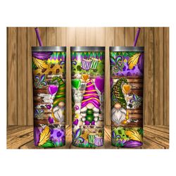mardi gras gnomies tumbler png sublimation design,20oz skinny tumbler png,mardi gras tumbler,mask tumbler,mardi gras gno