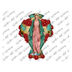 lady of guadalupe with rose cross png,  our lady of guadalupe png, cross png, christian png, virgin mary png, rose virgi