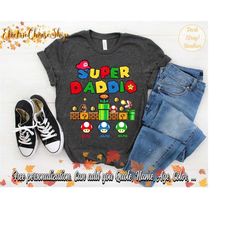 personalized super daddio game shirt, custom kids name dad shirt, funny father's day daddio shirt, super dad gamer shirt