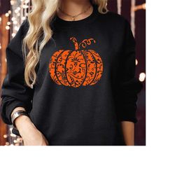 sweatshirt (1710) floral autumn pumpkin scary horror evil ghost bat skeleton vampire monster halloween spooky vibes cost