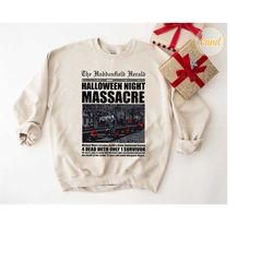 michael myers halloween night massacre shirt, halloween 70s horror movie michael myers newpaper article graphic comfort