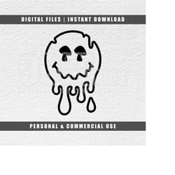 trippy face svg, melting face svg, happy face svg, mushroom eyes, outline svg, cricut svg, instant download