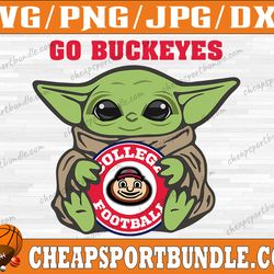 ohio state buckeyes baby yoda svg, ohio state buckeyes svg, ncaa teams svg, ncaa svg, png, dxf, eps, instant download