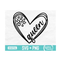 leopard queen heart svg, cheetah queen png, queen svg, queen cut file, queen shirt svg, sublimation design
