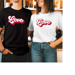 tshirt (1567) retro love valentine's day heart t-shirt red love vibes boyfriend girlfriend funny men women couple matchi