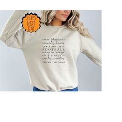 cozy blankets crunchy leaves crackling fires football sweatshirt,cozy thanksgiving sweater,fall sweater,fall gift sweate