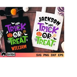 Trick or Treat Bag With Name SVG, Custom Halloween Name Treat Bag Svg, Kids Halloween Svg, Custom Kids Name Svg, Candy T