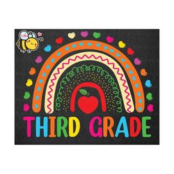 third grade rainbow svg, first day of school svg, back to school svg, 3rd grade svg, boho rainbow svg files for cricut,