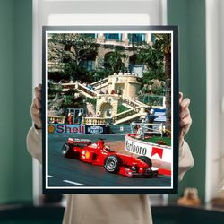 Formula 1 Poster, F1 Schumacher Marlboro Ferrari in Monaco Poster, No Framed, Gift