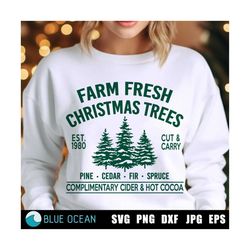 farm fresh christmas trees svg, christmas decor, christmas tree ornament svg, farmhouse ornament svg, christmas tree far