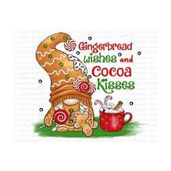 gingerbread wishes and cocoa kisses png, gnome cookies, gnome png, hot cocoa png, cookie man png, merry christmas png, c