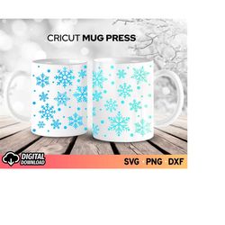 Cricut Mug Press SVG, Mug Wrap Template SVG, Snowflake Svg, Christmas  Svg, Cricut Mug Svg, Coffee Mug Wrapping Svg, SVG