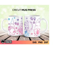 Cricut Mug Press SVG Easter Gnome, Easter Gnome Pattern Wrap Svg, Full Mug Wrap Svg, Mug Wrap for Infusible Ink, Mug Pre