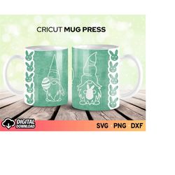 Cricut Mug Press SVG Gnome Easter, Gnome Easter Pattern Wrap Svg, Full Mug Wrap Svg, Mug Wrap for Infusible Ink, Mug Pre