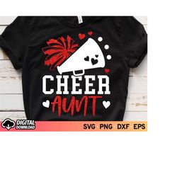 cheer aunt svg, cheer megaphone svg, football aunt svg, glitter red cheerleader svg, cheer aunt shirt svg, pom pom svg,