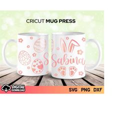 Cricut Mug Press SVG Easter Bunny, Easter Pattern Wrap Svg, Full Mug Wrap Svg, Mug Wrap for Infusible Ink, PNG, Coffee M