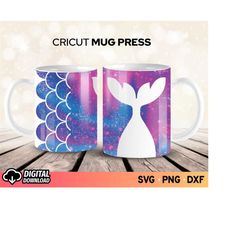 Cricut Mug Press SVG, Mermaid Tail Pattern SVG, Mug Wrap SVG, Mug Press Wrapping Template, Mug Wrap Svg, Design for 12oz