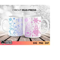 Cricut Mug Press SVG Christmas, Christmas Gnome Svg, Mug Wrap Template SVG, Cricut Mug Svg, Coffee Mug Wrapping Svg, SVG