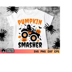 pumpkin smasher svg, pumpkin truck svg, boys halloween shirt, halloween monster truck svg, boys pumpkin svg, ghost svg,
