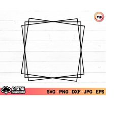 double square frame svg, frame clip art, geometric square frame svg, border frame sign svg, picture frame svg, png, cric