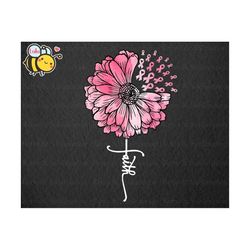 faith breast cancer awareness sunflower png, pink sunflower png, cancer survivor, pink ribbon png, cancer awareness, fig