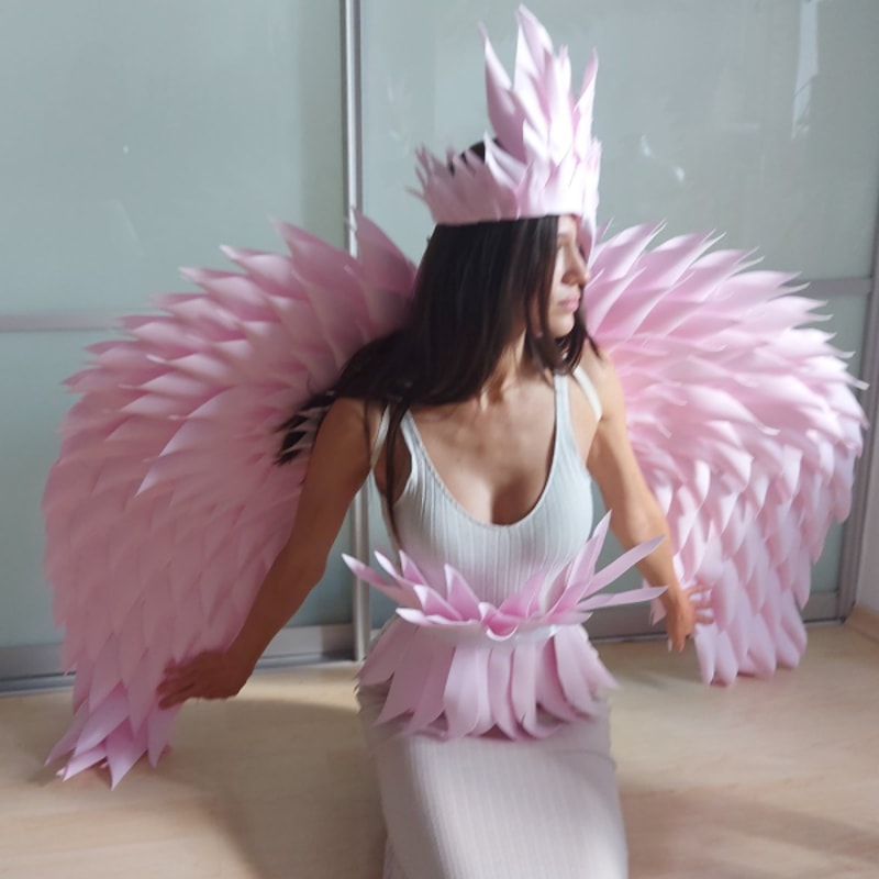 Extra Large Pink Feathered Wings Angel Wings Costume Wings Inspire extra-large-pink-feathered-wings-angel-wings-costume-wings-inspire