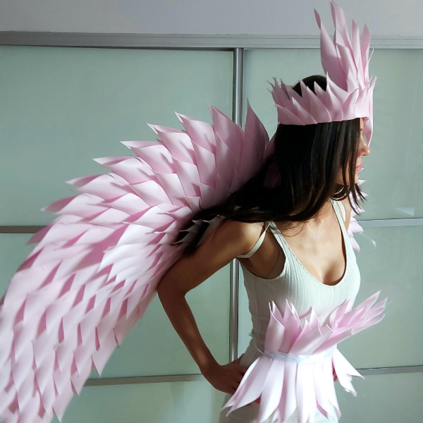 Extra Large Pink Feathered Wings Angel Wings Costume Wings Inspire extra-large-pink-feathered-wings-angel-wings-costume-wings-inspire