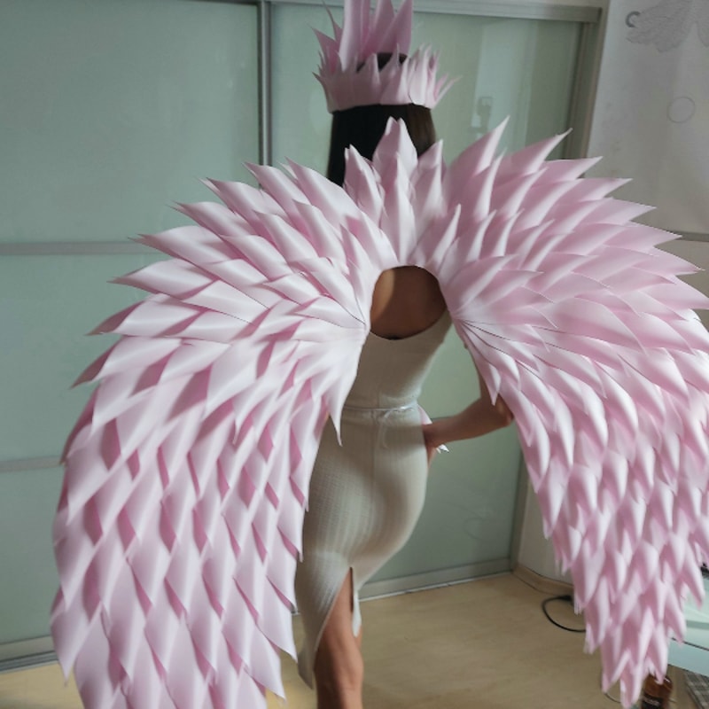 Extra Large Pink Feathered Wings Angel Wings Costume Wings Inspire extra-large-pink-feathered-wings-angel-wings-costume-wings-inspire
