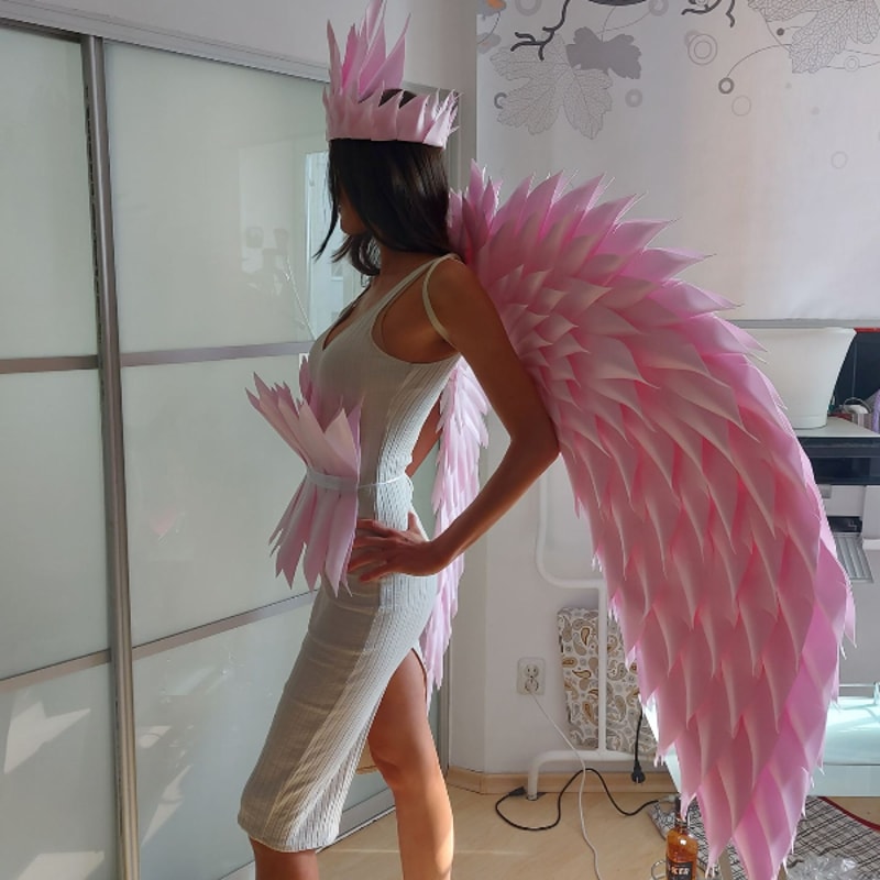 Extra Large Pink Feathered Wings Angel Wings Costume Wings Inspire extra-large-pink-feathered-wings-angel-wings-costume-wings-inspire
