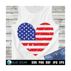 american flag heart svg, patriotic heart svg, 4th of july, distressed grunge cut files