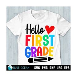 hello first grade svg, 1st grade svg, back to school svg, 1st grade svg, teacher svg, first day of school svg